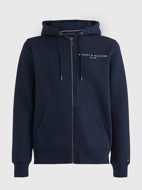 Tommy Hilfiger Logo Zip-Thru Hoodie Heren Blauw | TH178GEC