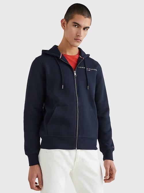 Tommy Hilfiger Logo Zip-Thru Hoodie Heren Blauw | TH178GEC