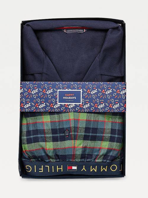 Tommy Hilfiger Long Sleeve Check Set Pyjamas Heren Groen | TH639ATH