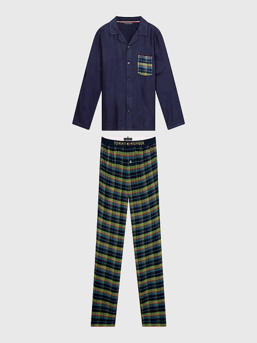 Tommy Hilfiger Long Sleeve Check Set Pyjamas Heren Groen | TH639ATH