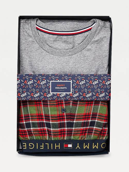 Tommy Hilfiger Long Sleeve Katoenen Flannel Set Pyjamas Heren Grijs | TH794RSX