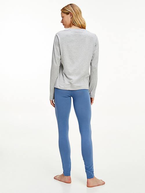 Tommy Hilfiger Long Sleeve Leggings Set Pyjamas Dames Blauw | TH914DRY