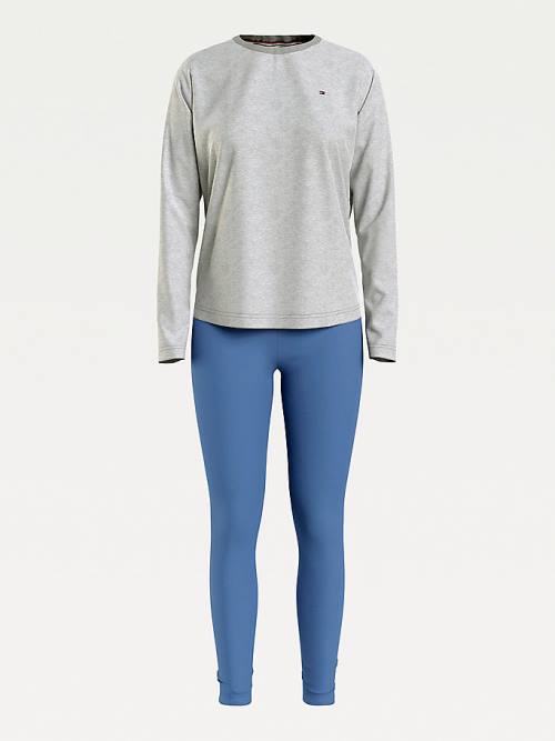 Tommy Hilfiger Long Sleeve Leggings Set Pyjamas Dames Blauw | TH914DRY