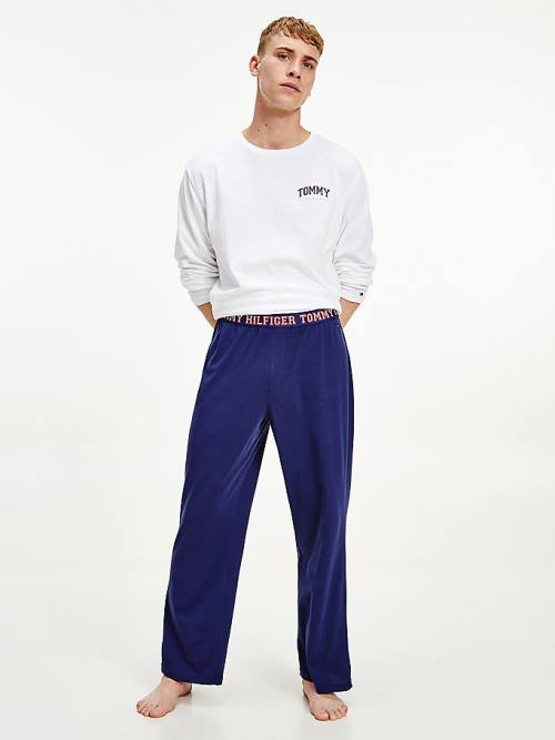 Tommy Hilfiger Long Sleeve Logo Set Pyjamas Heren Blauw | TH248MQC