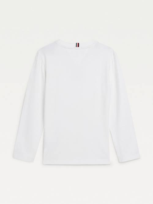 Tommy Hilfiger Long Sleeve Organic Katoenen Logo T-shirts Jongens Wit | TH462YNT