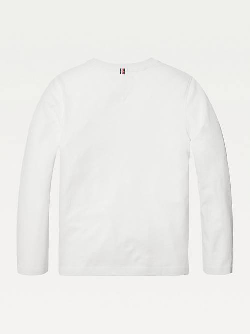 Tommy Hilfiger Long-Sleeve Organic Katoenen T-shirts Meisjes Wit | TH493BWN