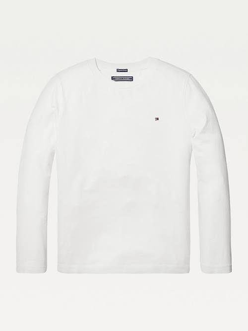 Tommy Hilfiger Long-Sleeve Organic Katoenen T-shirts Jongens Wit | TH516GIJ