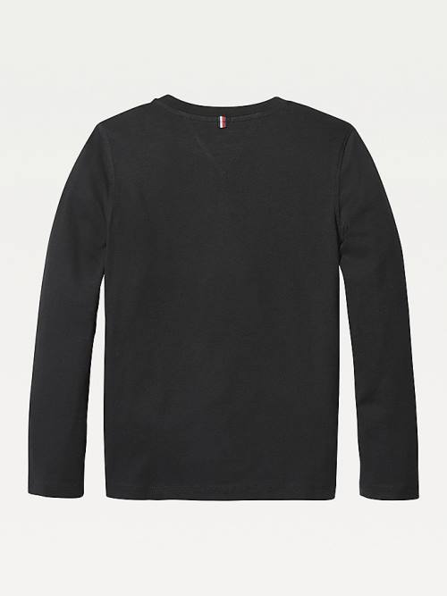 Tommy Hilfiger Long-Sleeve Organic Katoenen T-shirts Meisjes Zwart | TH695FXM