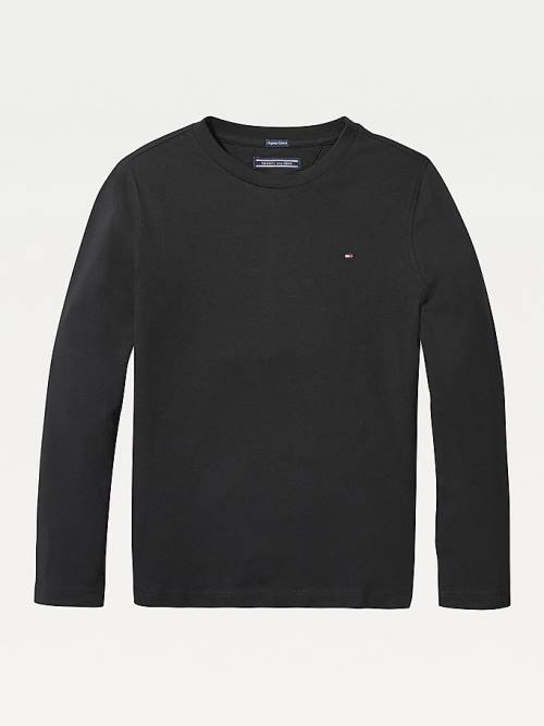 Tommy Hilfiger Long-Sleeve Organic Katoenen T-shirts Jongens Zwart | TH793PYG