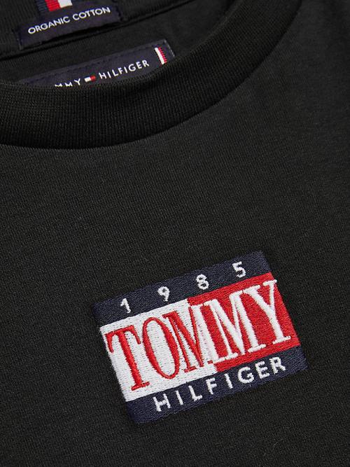 Tommy Hilfiger Long Sleeve Organic Katoenen Logo T-shirts Jongens Zwart | TH931NCW