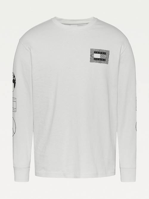 Tommy Hilfiger Long Sleeve Recycled Katoenen T-shirts Heren Wit | TH092IAE