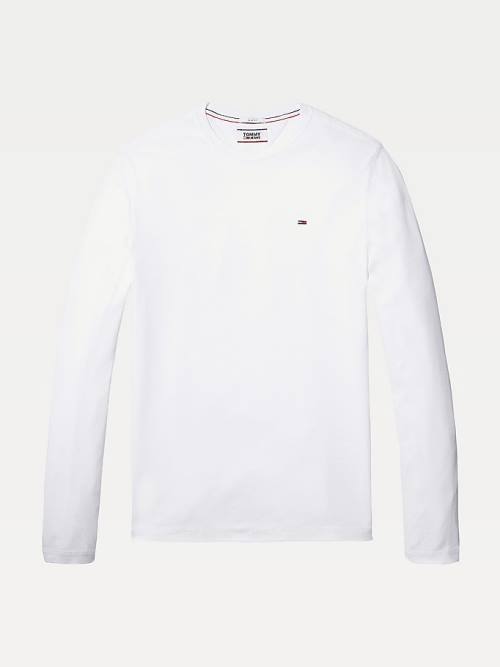 Tommy Hilfiger Long Sleeved Ribbed Organic Katoenen T-shirts Heren Wit | TH318WKF