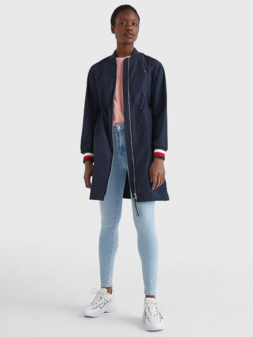 Tommy Hilfiger Longline Bomber Coat Jassen Dames Blauw | TH159WAV