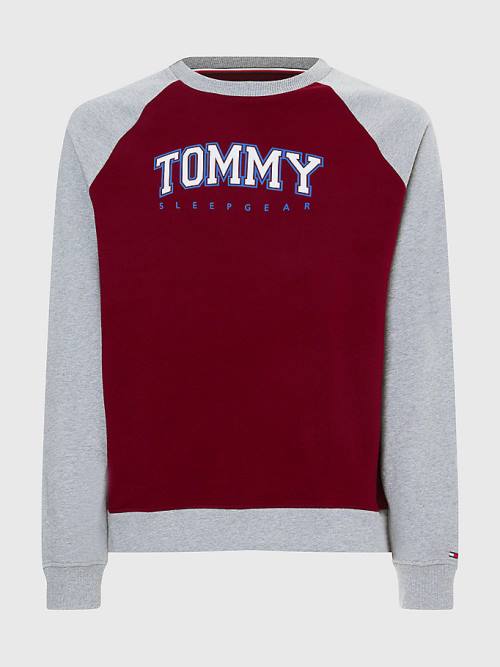 Tommy Hilfiger Lounge Colour-Blocked Organic Katoenen Sweatshirt Pyjamas Heren Paars | TH387BMI