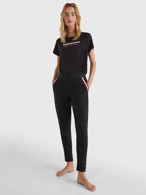 Tommy Hilfiger Lounge Cuffed Joggers Broek Dames Zwart | TH403EAV