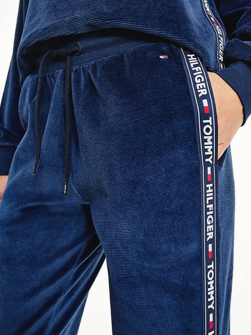 Tommy Hilfiger Lounge Drawstring Velour Joggers Broek Dames Blauw | TH960QIE