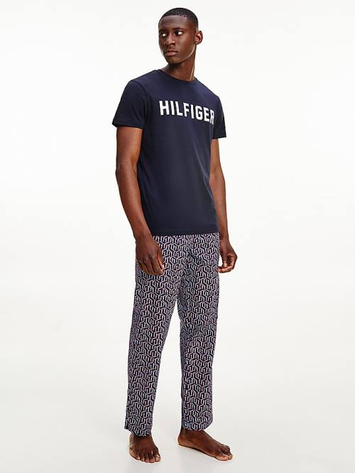 Tommy Hilfiger Lounge Logo Organic Katoenen Pyjamas Heren Blauw | TH249HAE