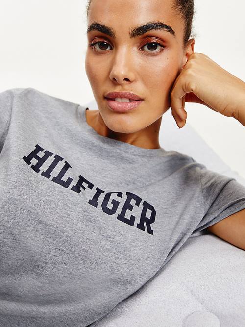 Tommy Hilfiger Lounge Organic Katoenen T-shirts Dames Grijs | TH318RSI