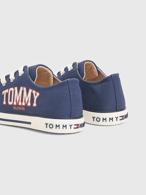 Tommy Hilfiger Low-Top Kanten-Up Varsity Sneakers Meisjes Blauw | TH834CUG