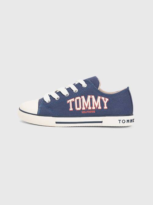 Tommy Hilfiger Low-Top Kanten-Up Varsity Sneakers Meisjes Blauw | TH834CUG