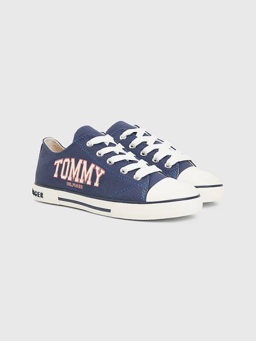 Tommy Hilfiger Low-Top Kanten-Up Varsity Sneakers Meisjes Blauw | TH834CUG