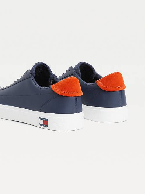 Tommy Hilfiger Low-Top Vulcanised Sneakers Heren Blauw | TH164WSN