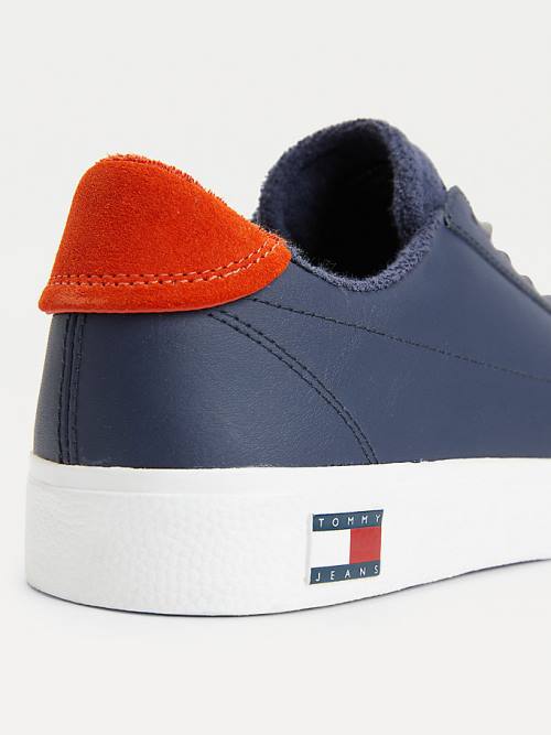 Tommy Hilfiger Low-Top Vulcanised Sneakers Heren Blauw | TH164WSN