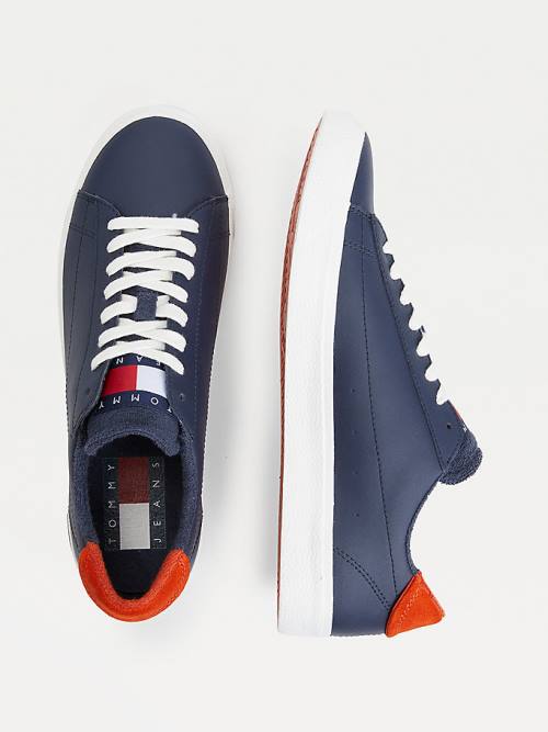 Tommy Hilfiger Low-Top Vulcanised Sneakers Heren Blauw | TH164WSN