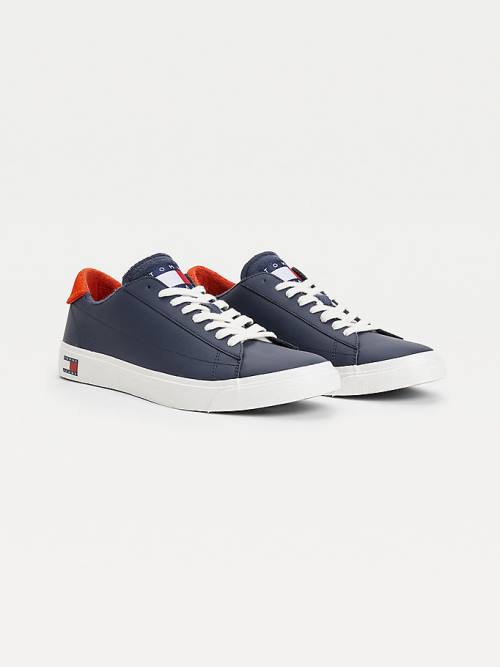 Tommy Hilfiger Low-Top Vulcanised Sneakers Heren Blauw | TH164WSN