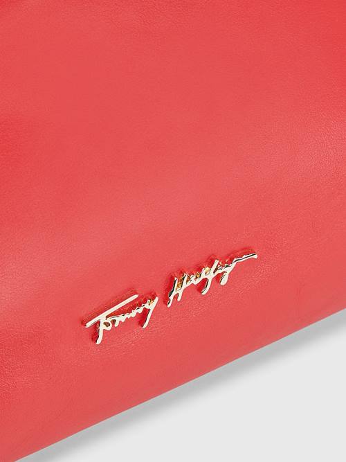 Tommy Hilfiger Luxe Leren Clutch Tassen Dames Rood | TH832QBC