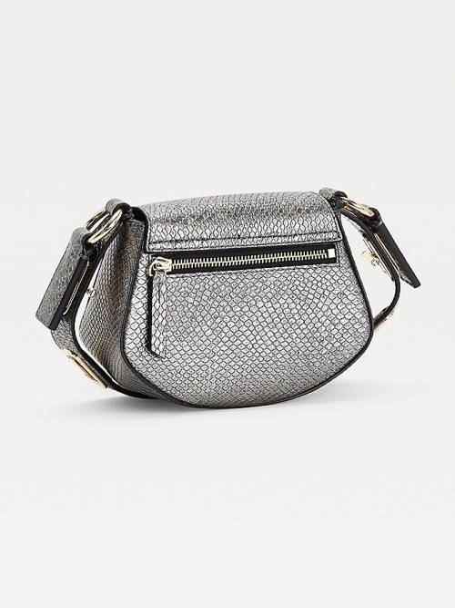 Tommy Hilfiger Luxe Leren Small Metallic Crossover Tassen Dames Grijs | TH937MEA