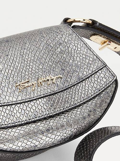 Tommy Hilfiger Luxe Leren Small Metallic Crossover Tassen Dames Grijs | TH937MEA