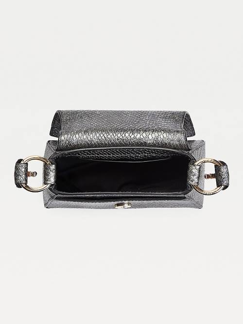 Tommy Hilfiger Luxe Leren Small Metallic Crossover Tassen Dames Grijs | TH937MEA