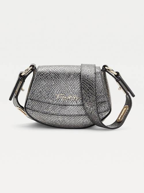 Tommy Hilfiger Luxe Leren Small Metallic Crossover Tassen Dames Grijs | TH937MEA