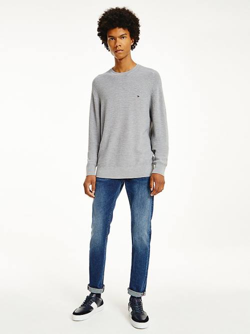 Tommy Hilfiger Luxury Wool Textured Jumper Truien Heren Grijs | TH567ILO