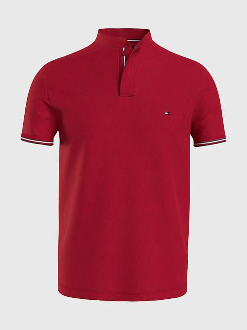 Tommy Hilfiger Mandarin Collar Slim Fit Poloshirt Heren Rood | TH153ZSV