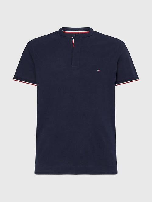 Tommy Hilfiger Mandarin Collar Slim Fit Poloshirt Heren Blauw | TH620RGX