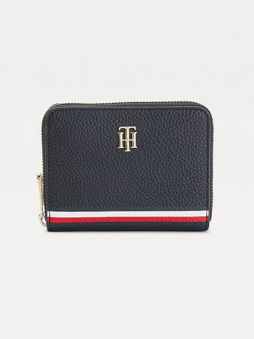 Tommy Hilfiger Medium Signature Zip-Around Portefeuille Dames Blauw | TH471HSA