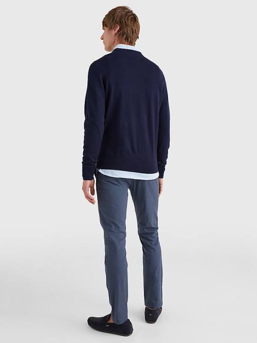 Tommy Hilfiger Merino Wool Crew Neck Jumper Truien Heren Blauw | TH281FPW