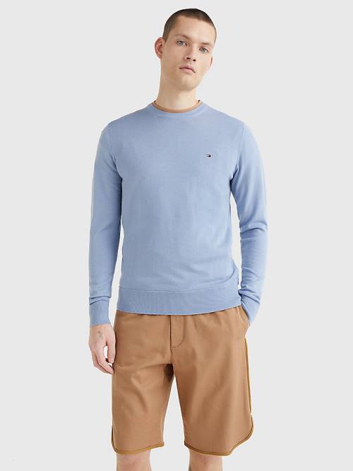 Tommy Hilfiger Merino Wool Crew Neck Jumper Truien Heren Blauw | TH648LTB