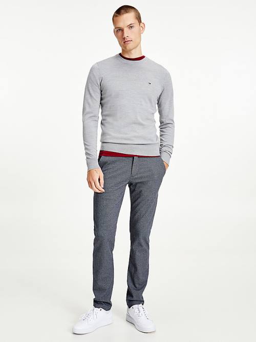 Tommy Hilfiger Merino Wool Crew Neck Jumper Truien Heren Grijs | TH768UOH