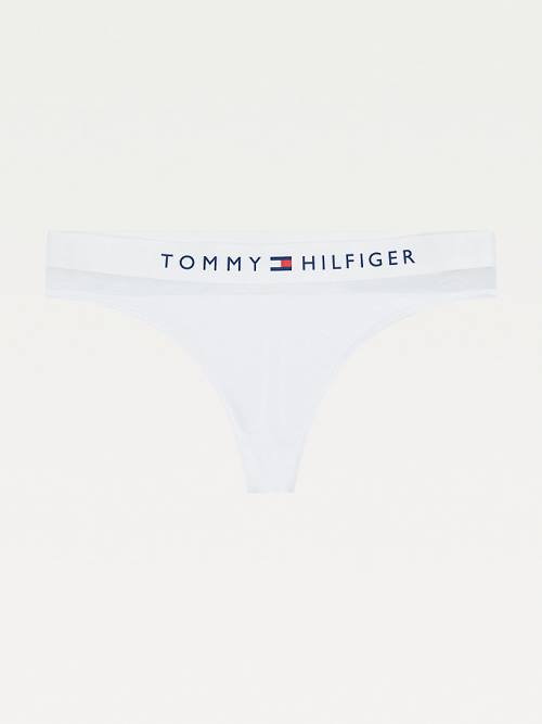 Tommy Hilfiger Mesh Inset Stretch Katoenen String Ondergoed Dames Wit | TH073GLI