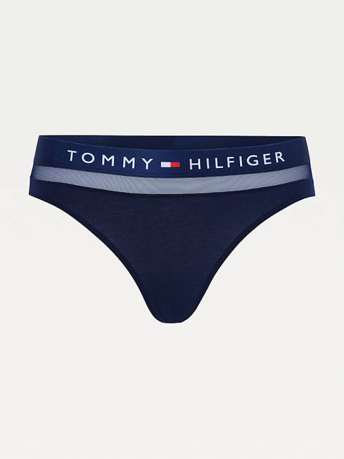 Tommy Hilfiger Mesh Inset Stretch Katoenen Briefs Ondergoed Dames Blauw | TH239ZJB