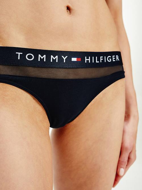 Tommy Hilfiger Mesh Inset Stretch Katoenen String Ondergoed Dames Blauw | TH905KFH