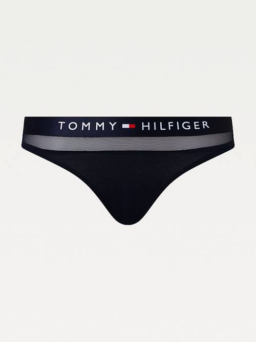 Tommy Hilfiger Mesh Inset Stretch Katoenen String Ondergoed Dames Blauw | TH905KFH