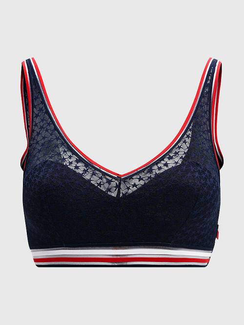 Tommy Hilfiger Mesh Padded Triangle Bralette Ondergoed Dames Blauw | TH986MAD