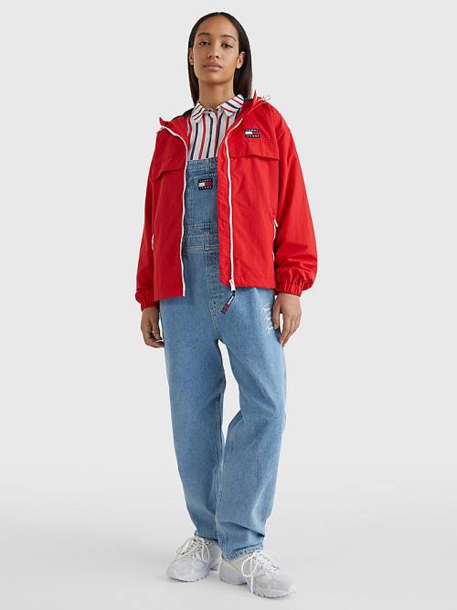 Tommy Hilfiger Met Capuchon Chicago Windbreaker Jassen Dames Rood | TH658ZVT