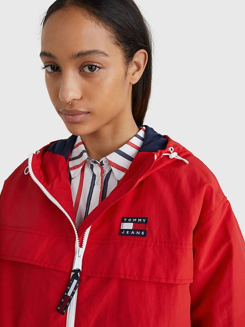 Tommy Hilfiger Met Capuchon Chicago Windbreaker Jassen Dames Rood | TH658ZVT