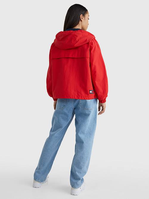 Tommy Hilfiger Met Capuchon Chicago Windbreaker Jassen Dames Rood | TH658ZVT