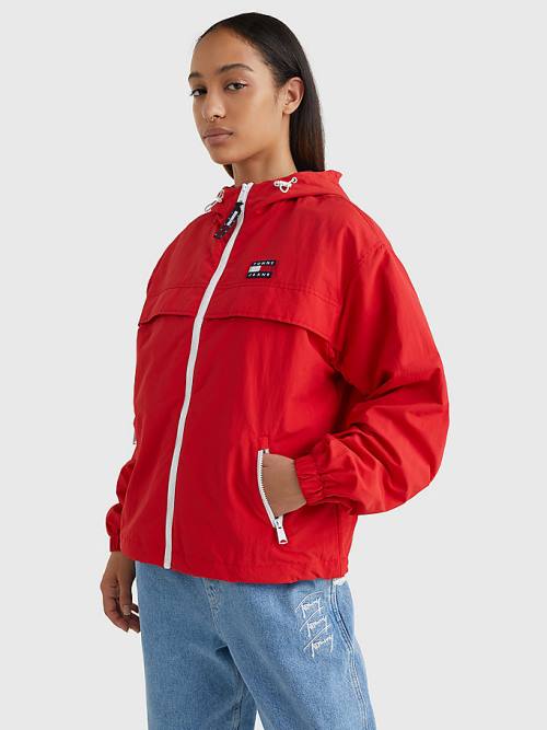 Tommy Hilfiger Met Capuchon Chicago Windbreaker Jassen Dames Rood | TH658ZVT